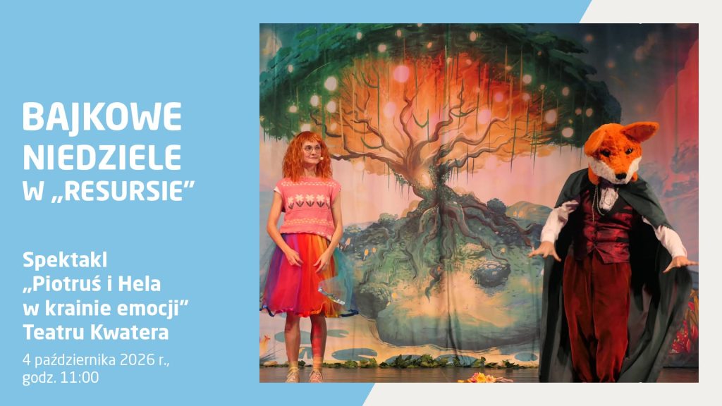 Bajkowa niedziela- spektakl Teatru Kwatera „Piotruś i Hela w krainie emocji”
