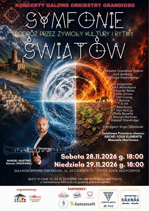 SYMFONIE ŚWIATÓW – podróż przez żywioły kultury i rytmy – Koncert Galowy Orkiestry Grandioso 